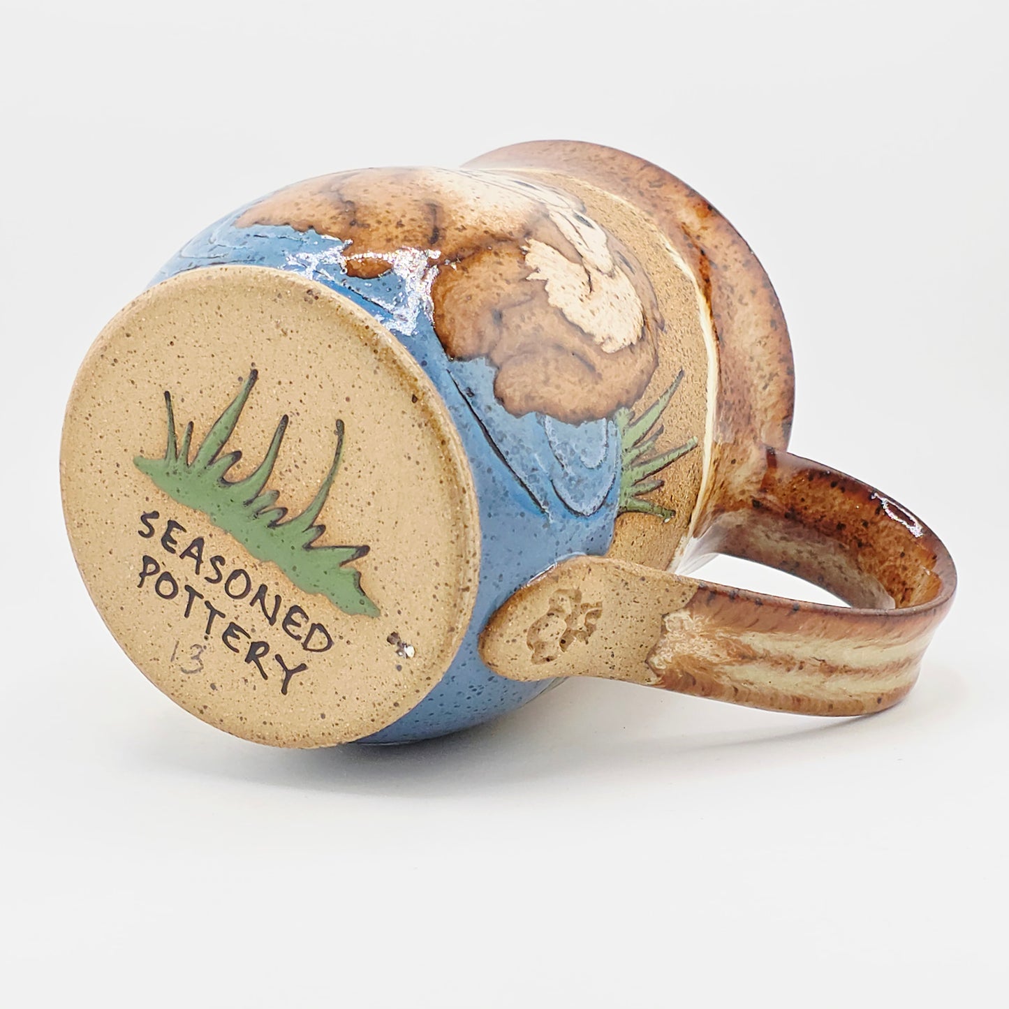 #13 Handmade stoneware mug 16-17oz