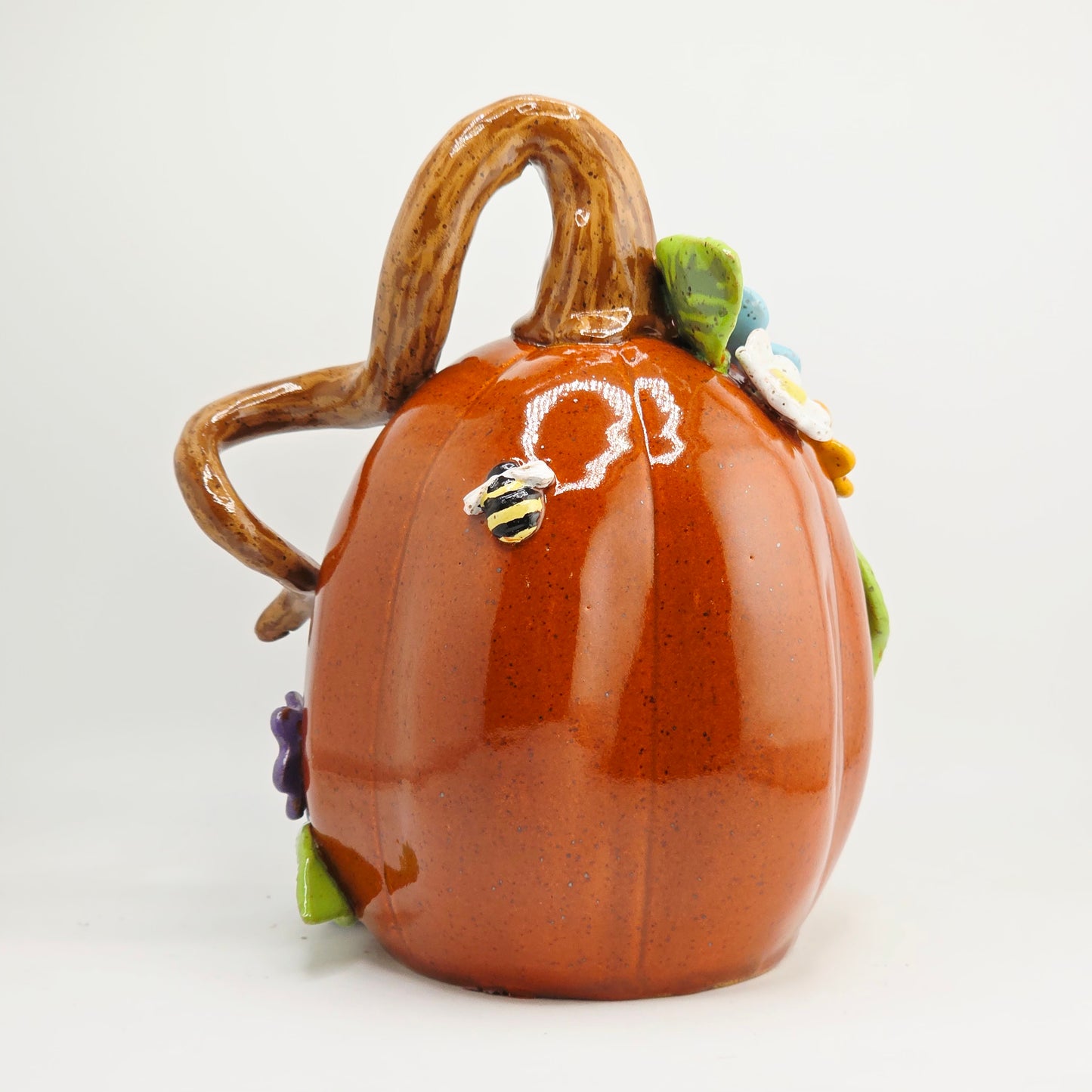 #55 Handmade stoneware pumpkin luminary