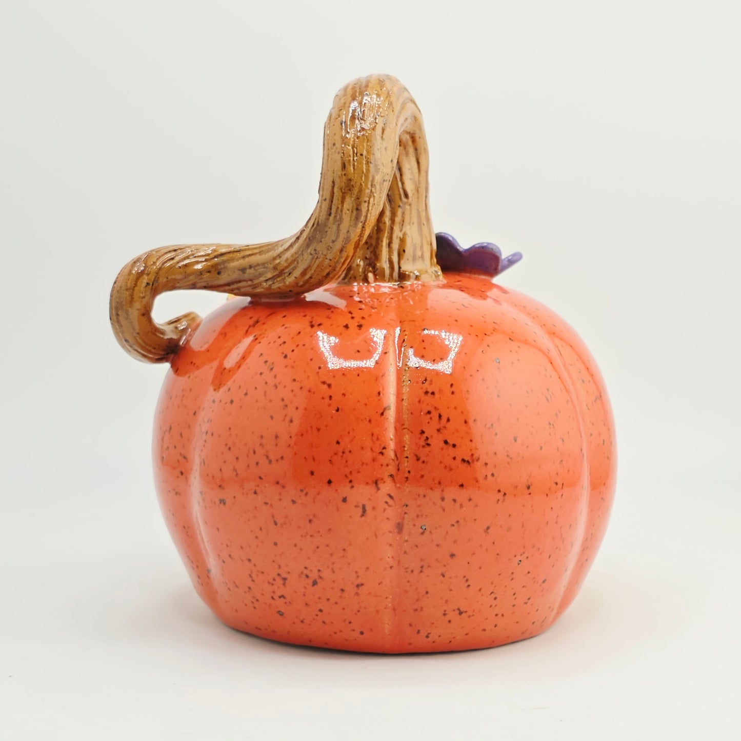 #29 Handmade stoneware small pumpkin luminary 5"
