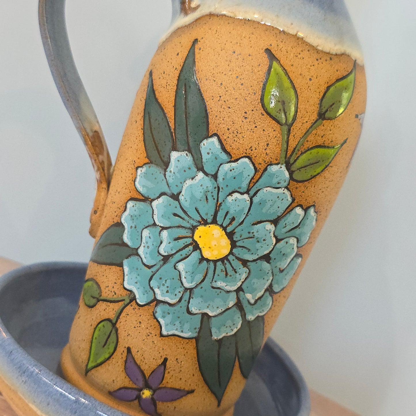 #150 Handmade stoneware oil bottle