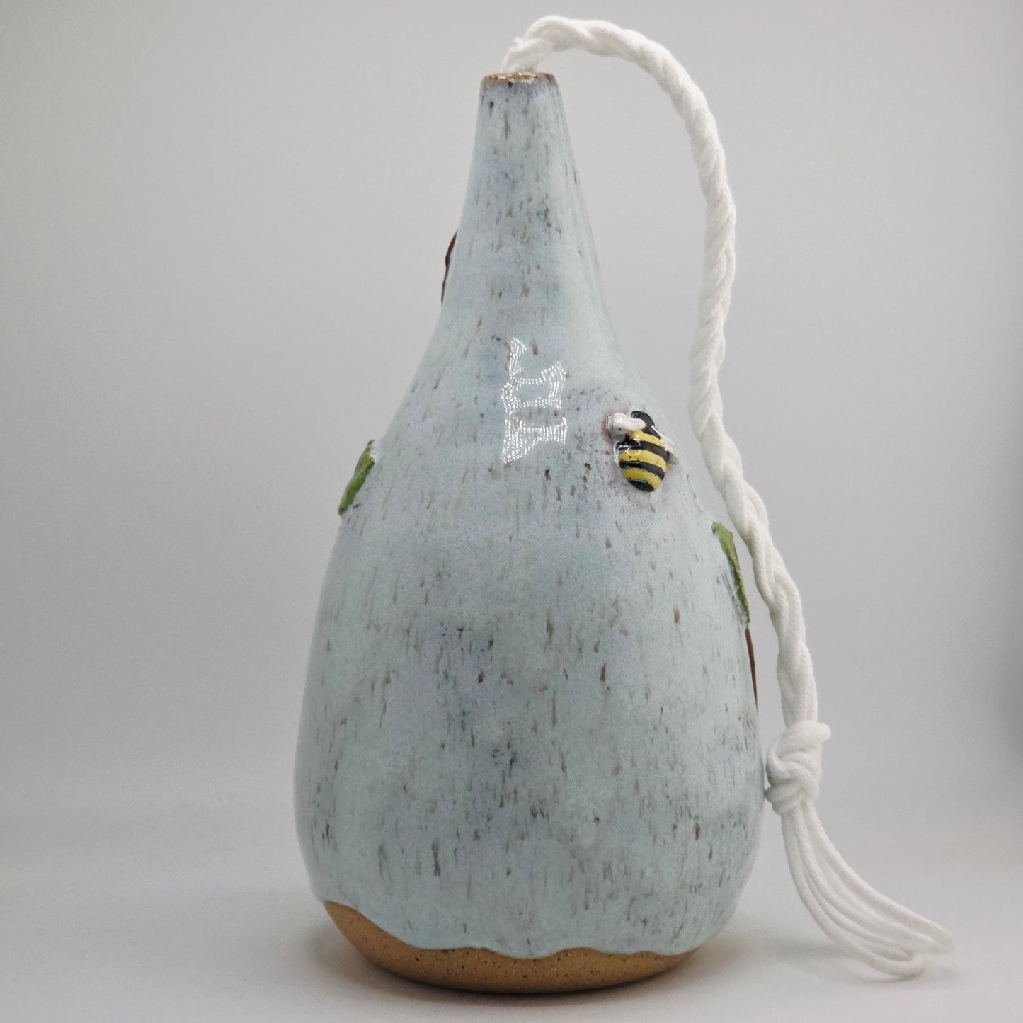 #055 Handmade stoneware bird house 9"