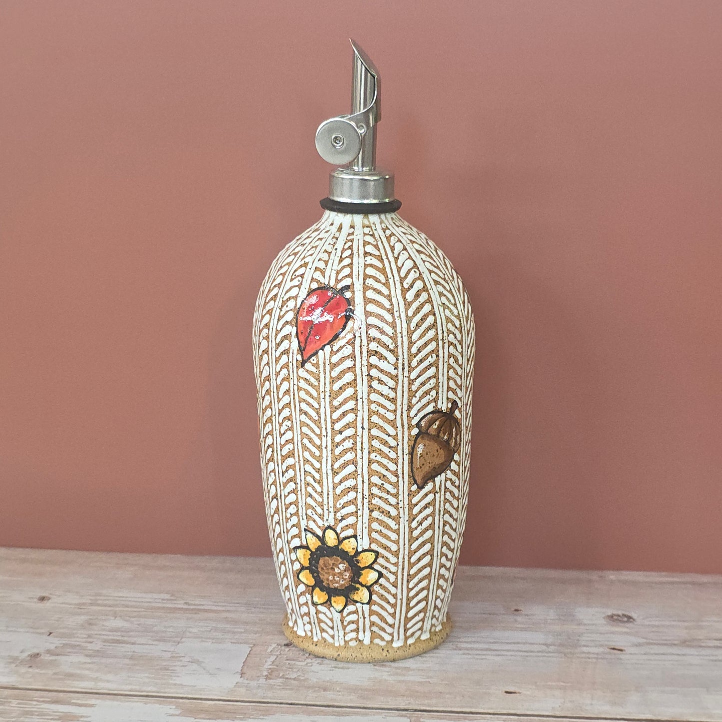 #54 Handmade stoneware oil bottle