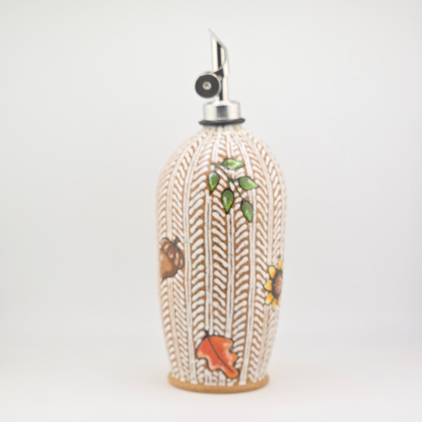 #54 Handmade stoneware oil bottle