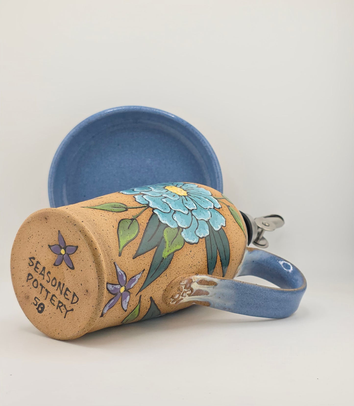 #150 Handmade stoneware oil bottle