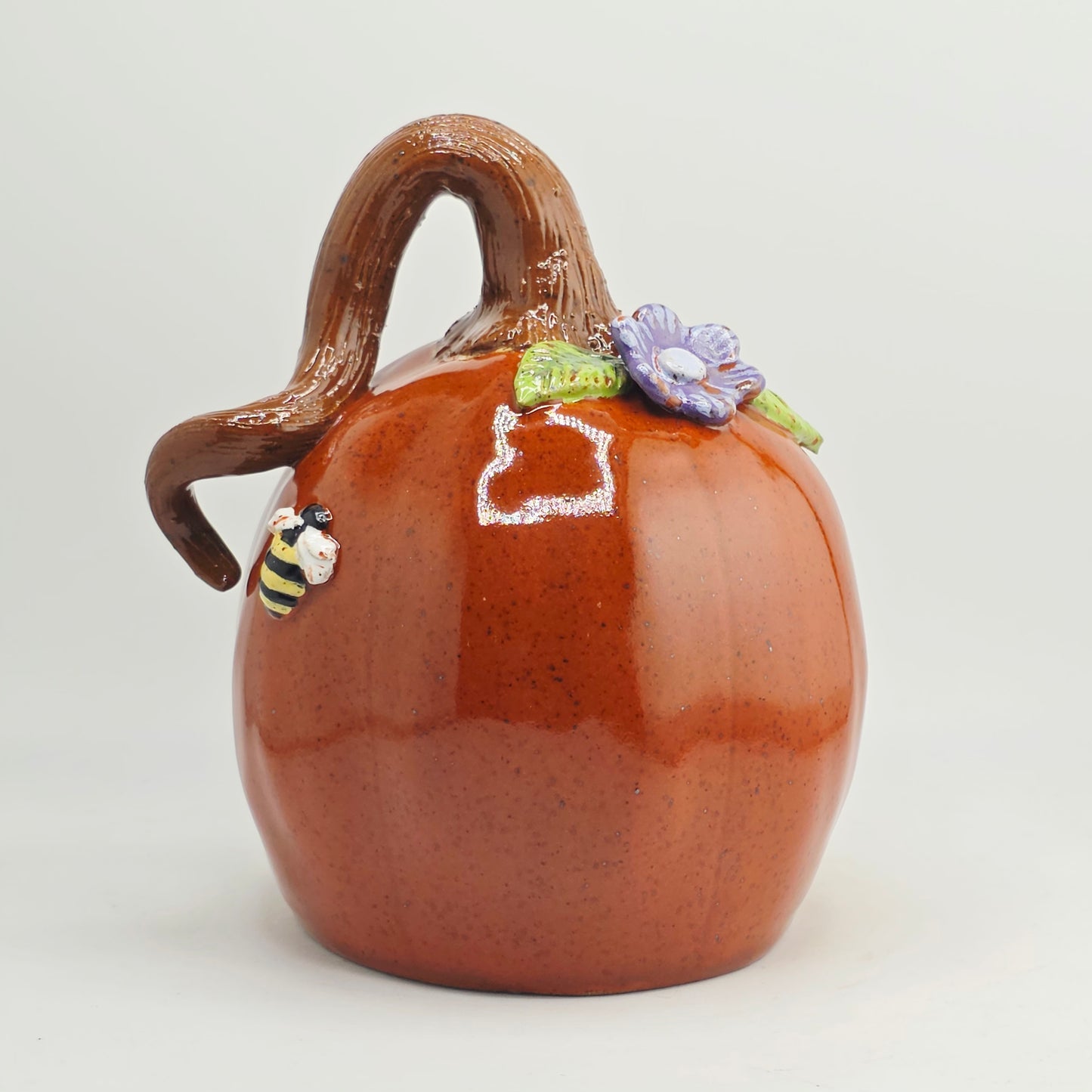 Handmade stoneware Bird house & pumpkin