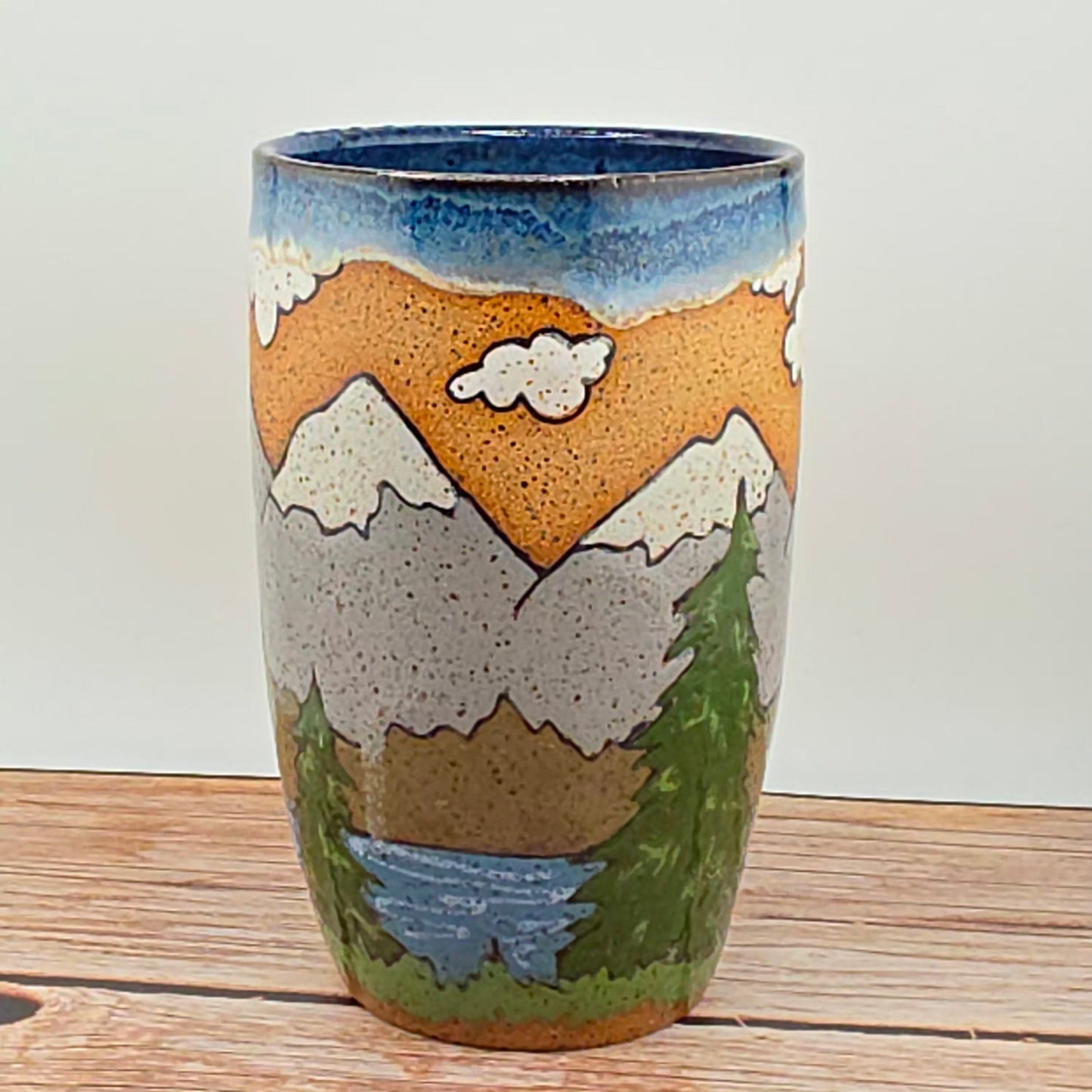 #130 Handmade stoneware tumbler 18oz