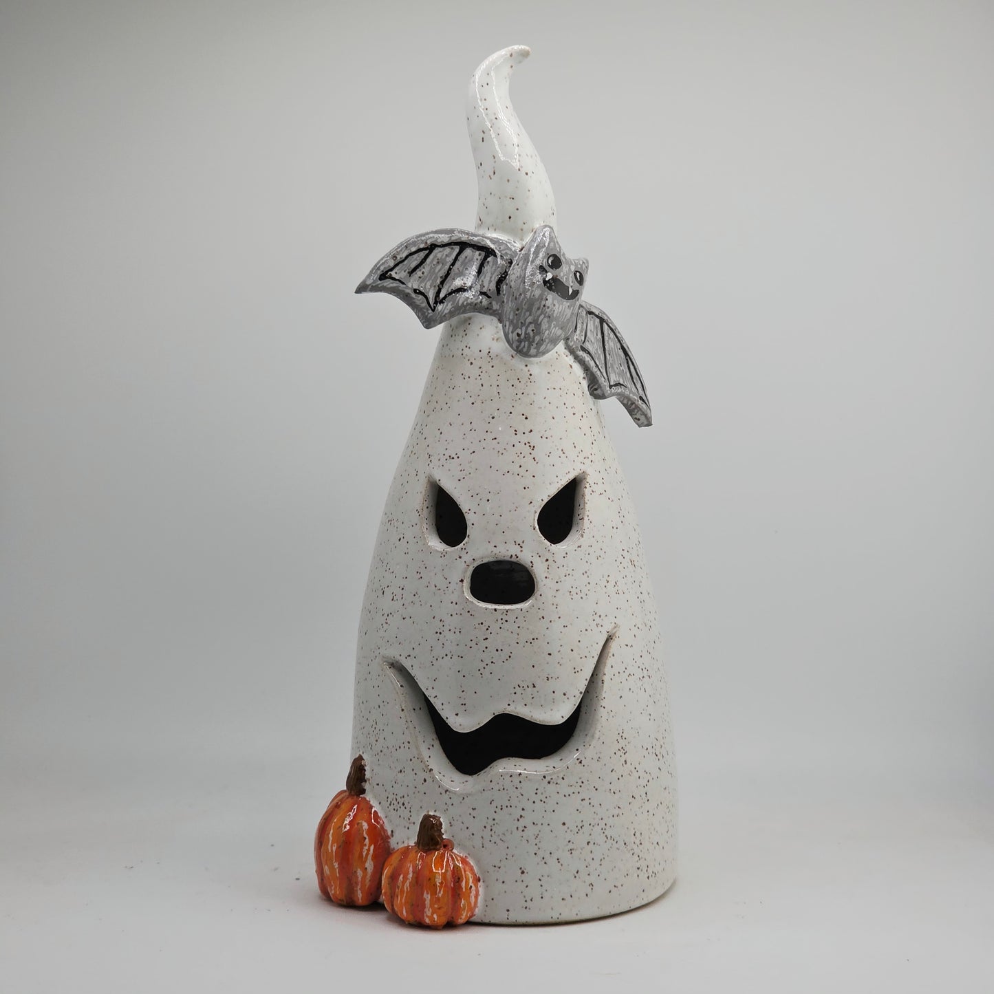 #53 Handmade stoneware ghost luminary 10"