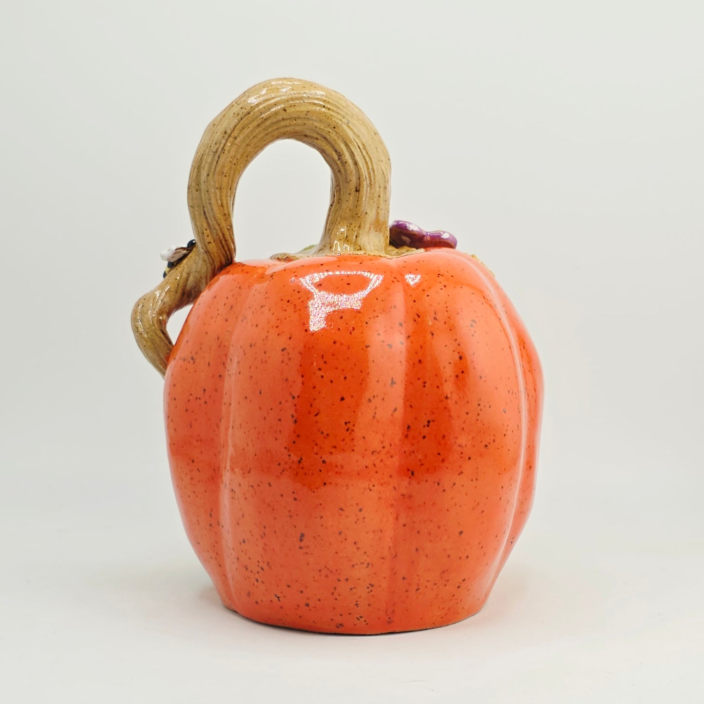 #31 Handmade stoneware small pumpkin luminary 6"