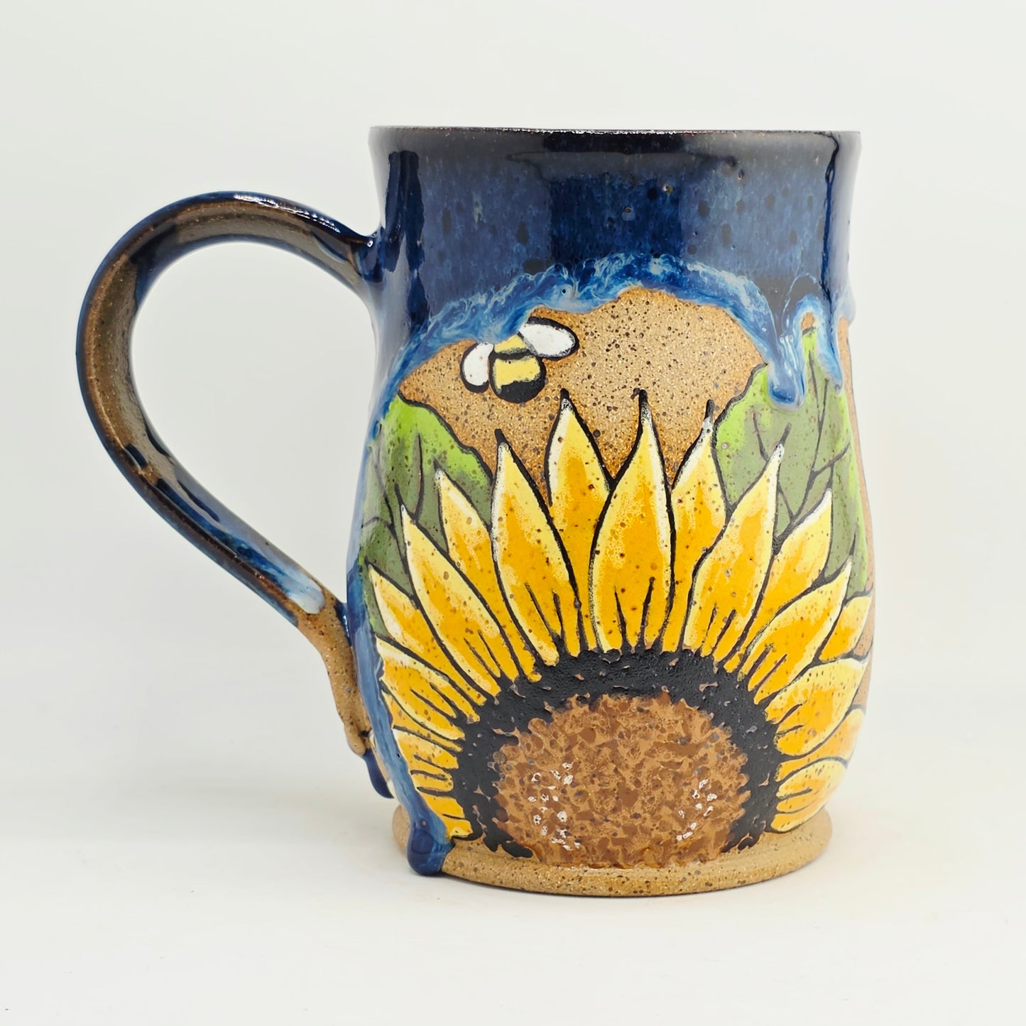 #08 Handmade stoneware Mug 17oz *discounted drippy glaze
