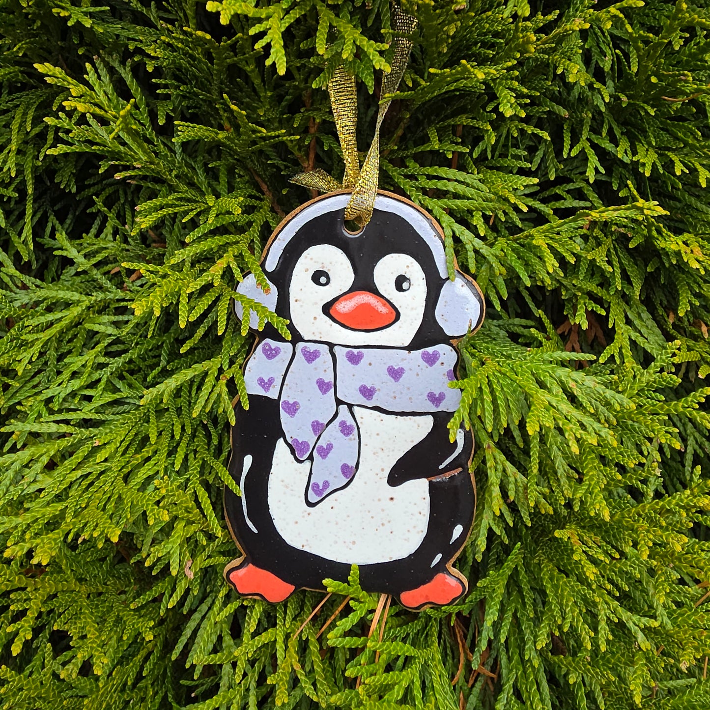 #39 Handmade stoneware ornament 4" free shipping