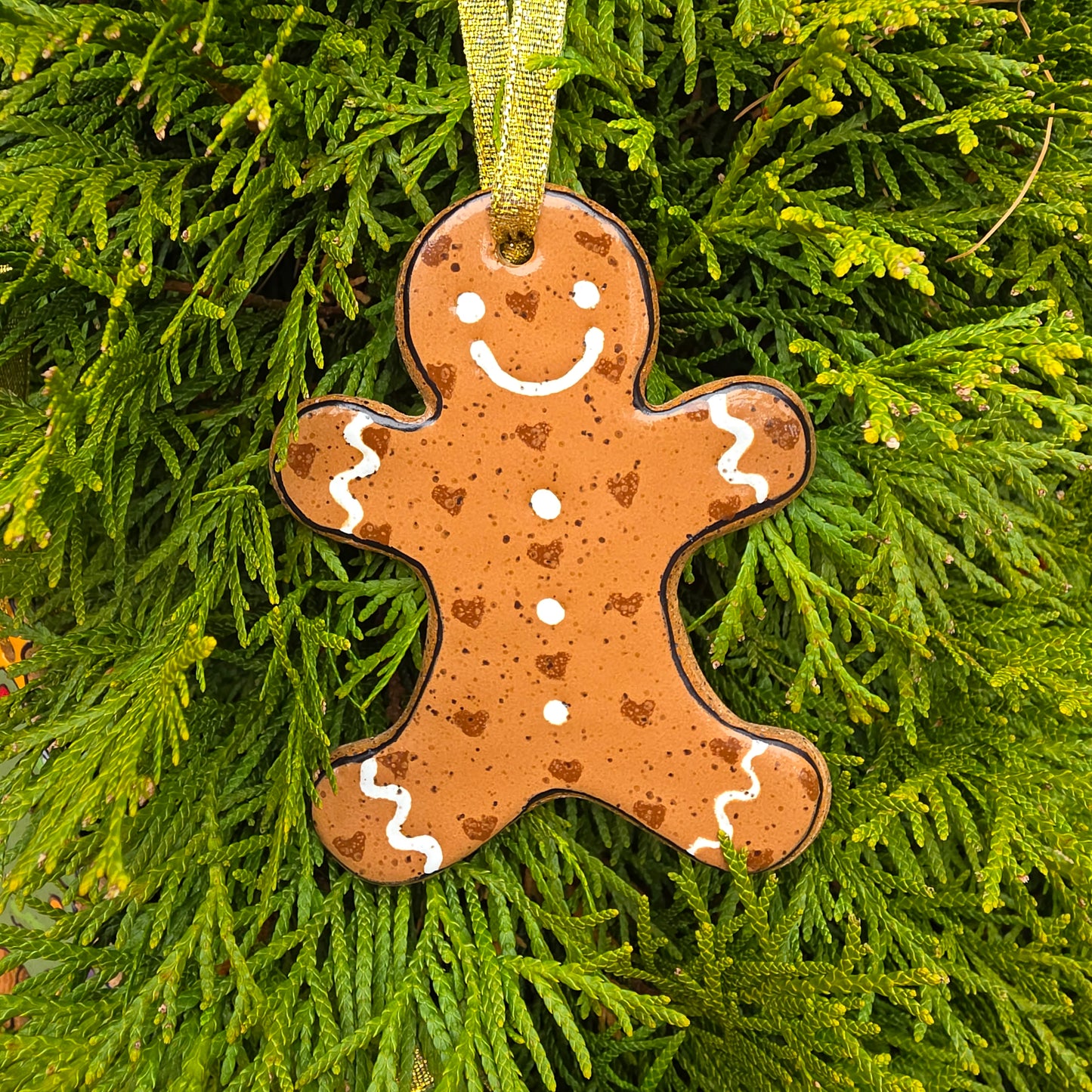 #35 Handmade stoneware ornament 4" free shipping