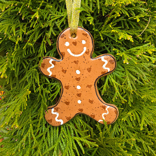 #35 Handmade stoneware ornament 4" free shipping