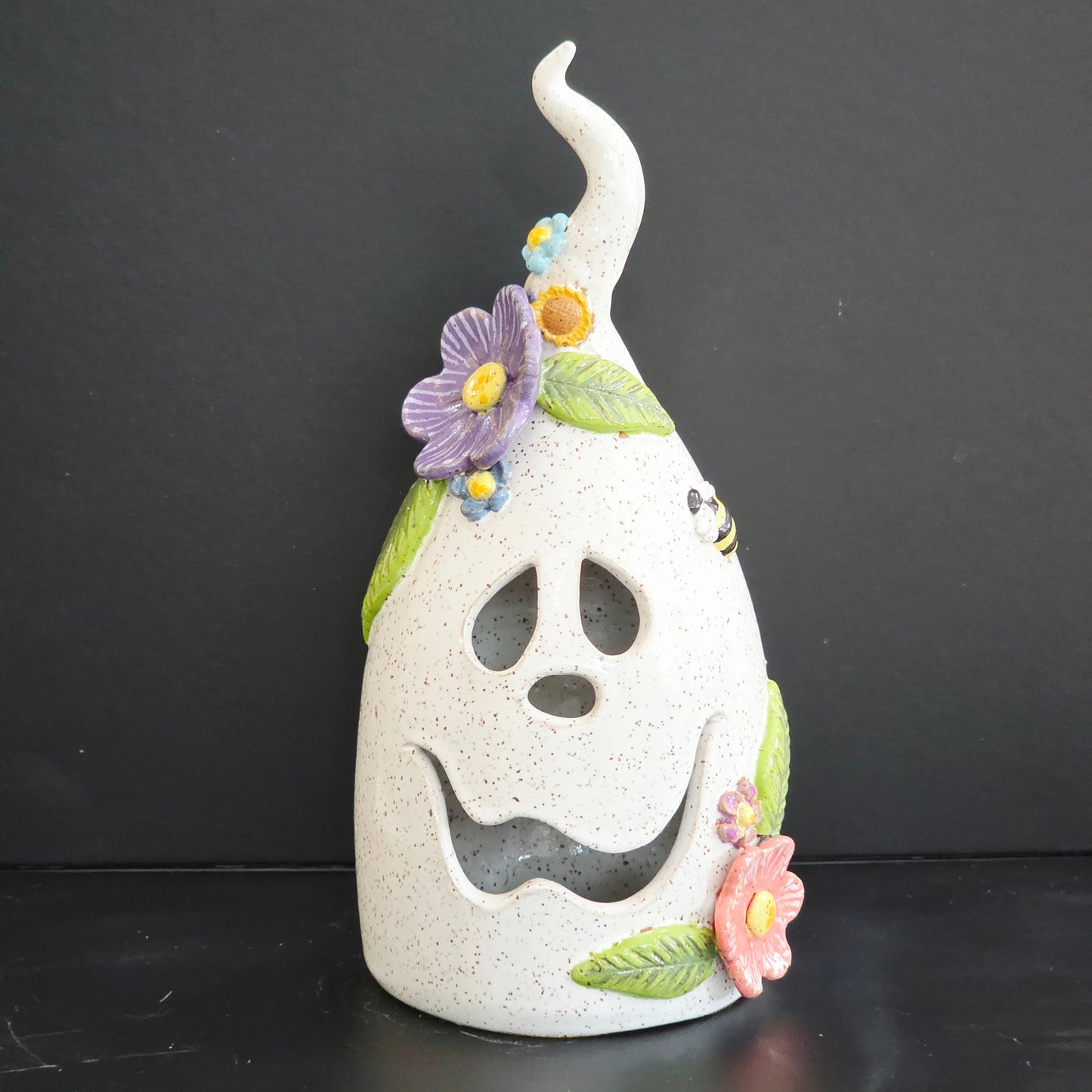 #28 Handmade stoneware large Ghost luminary 10"