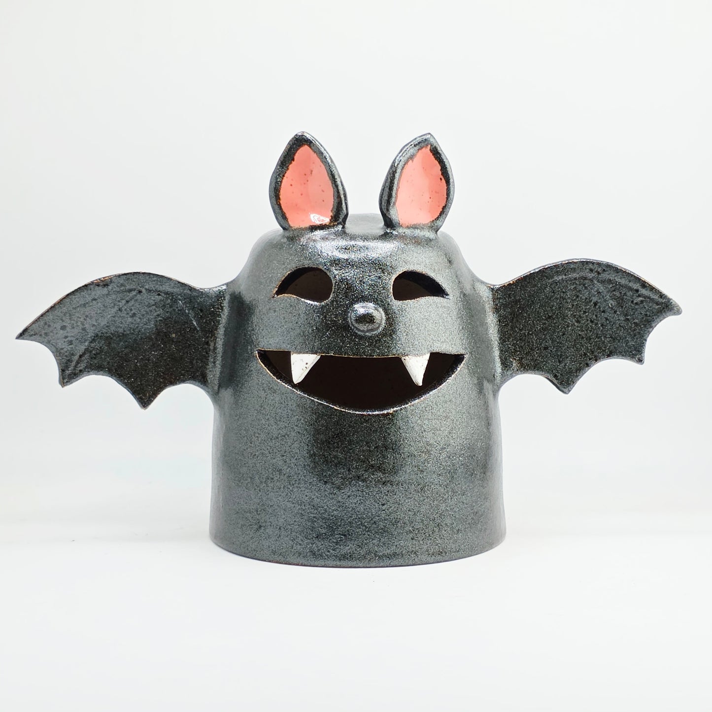 #35 Handmade stoneware bat luminary 6x10