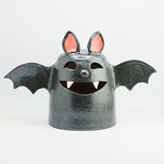 #35 Handmade stoneware bat luminary 6x10