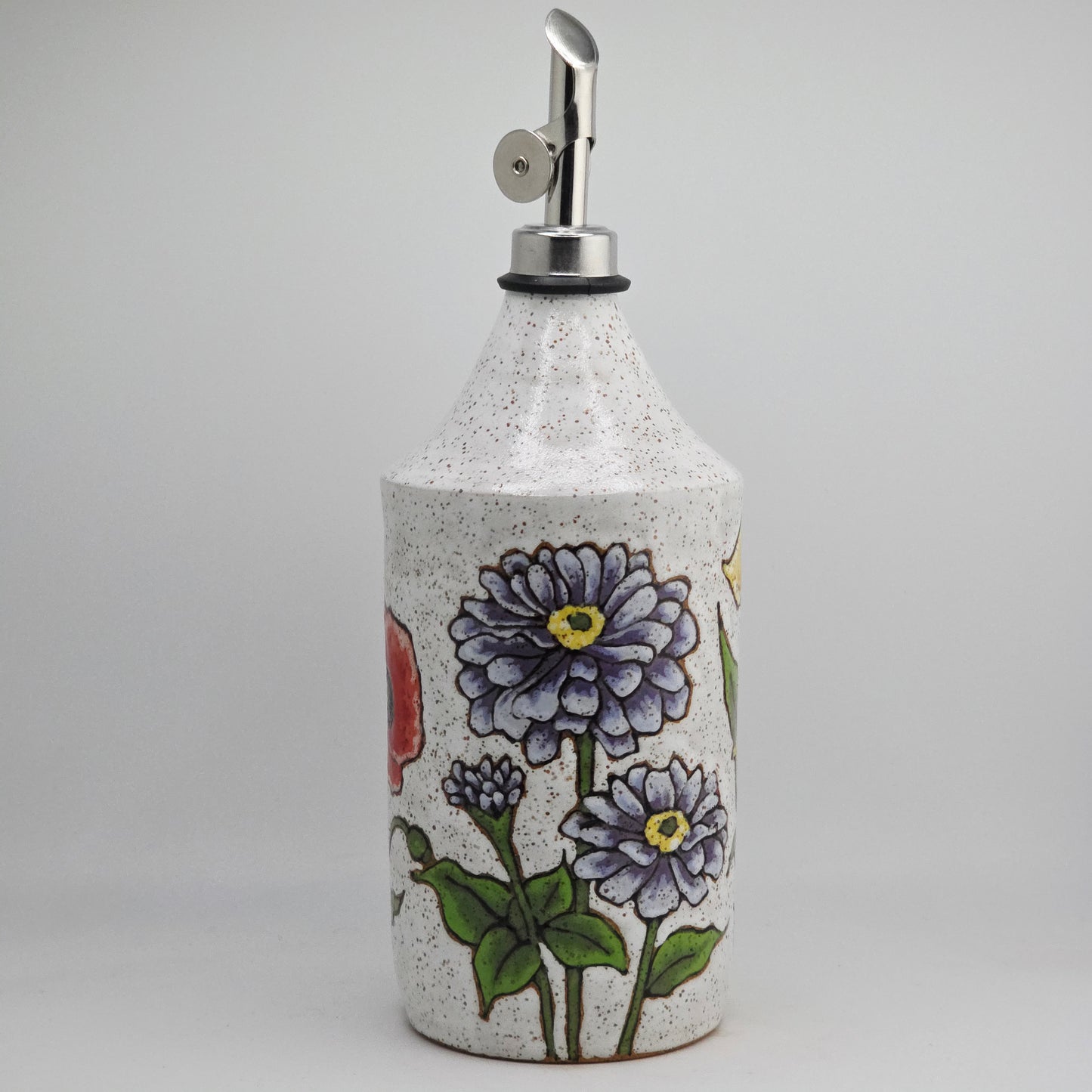 #048 Handmade stoneware oil bottle 10"