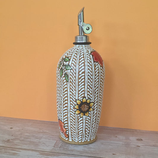 #54 Handmade stoneware oil bottle