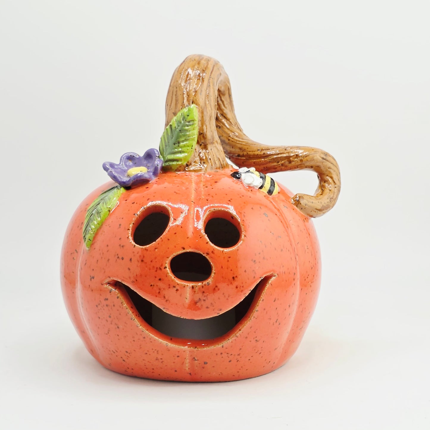 #29 Handmade stoneware small pumpkin luminary 5"