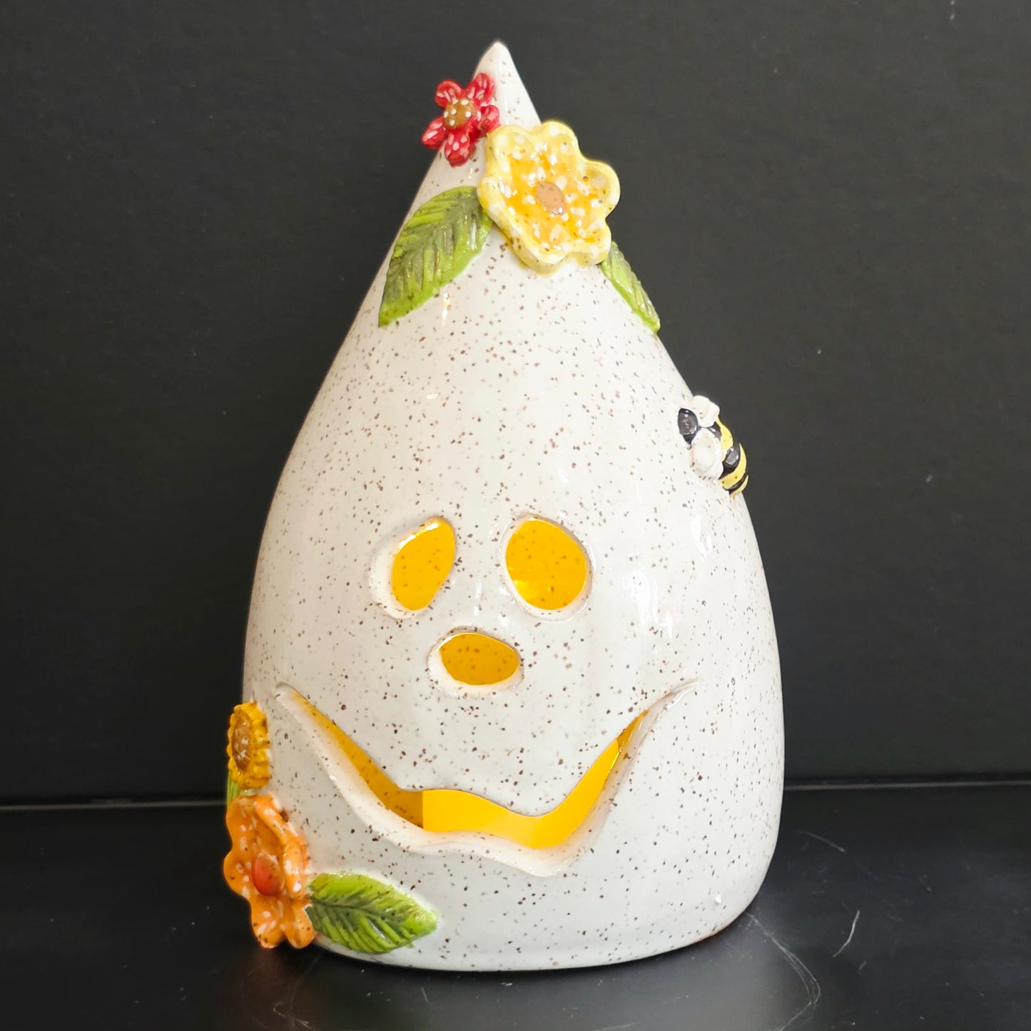#26 Handmade stoneware small Ghost luminary 6.5