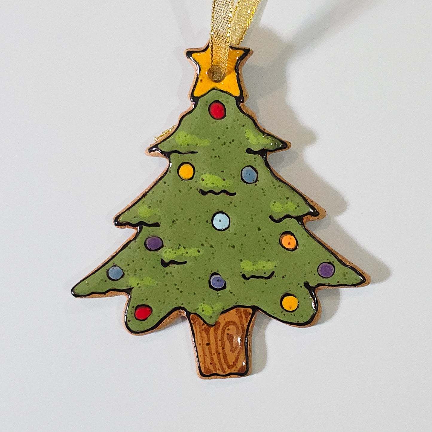 #36 Handmade stoneware ornament 4" free shipping