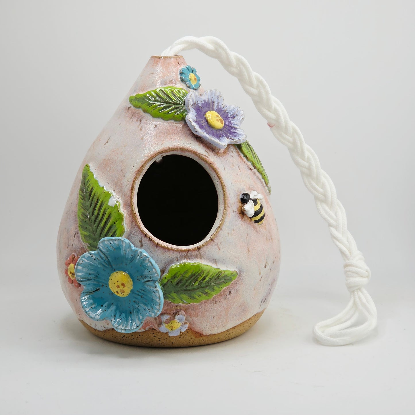 #41 Handmade stoneware bird house 6x5