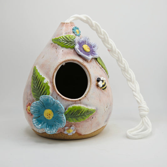 #41 Handmade stoneware bird house 6x5