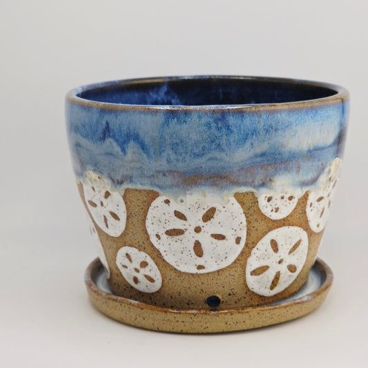 #044 Handmade stoneware flower pot 4x5