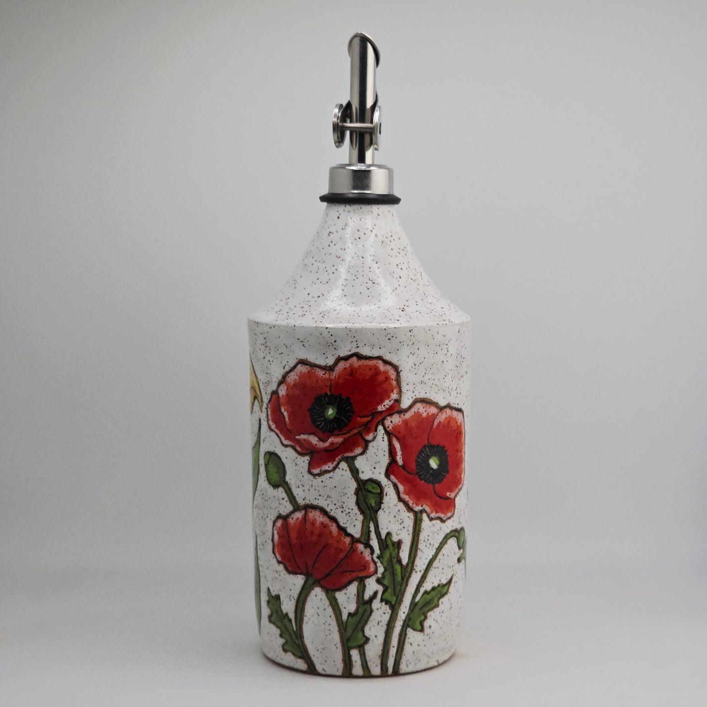 #048 Handmade stoneware oil bottle 10"