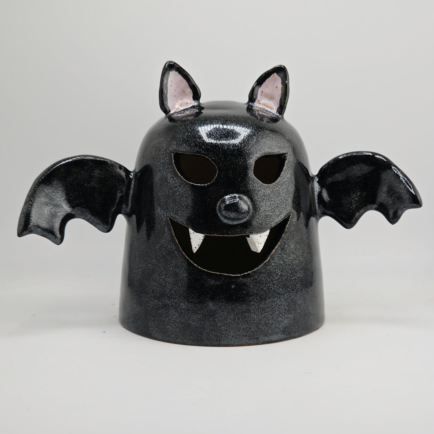 #50 Handmade stoneware bat luminary