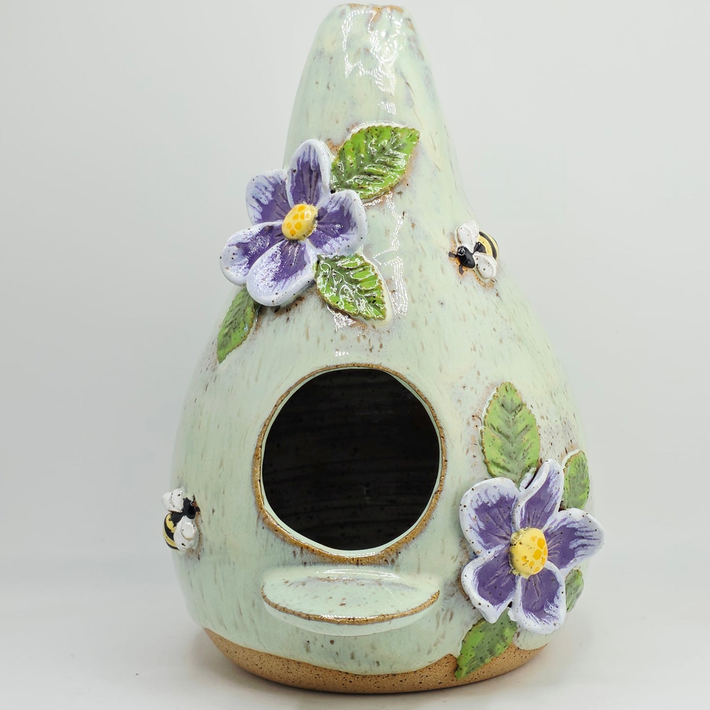 #56 Handmade stoneware Bird house 8x5