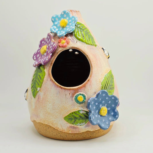 Handmade stoneware Bird house & pumpkin