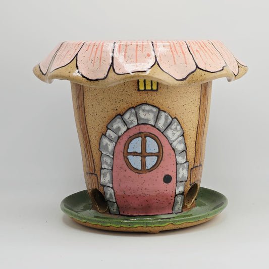 #54 Handmade stoneware bird feeder 5.5x6