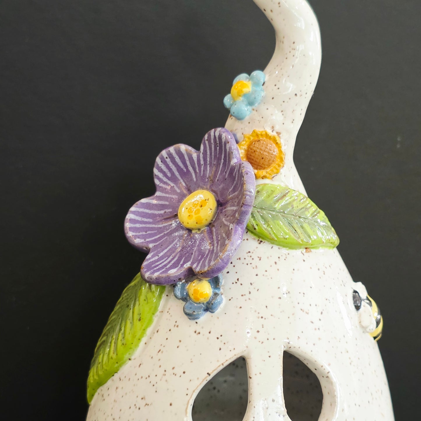 #28 Handmade stoneware large Ghost luminary 10"