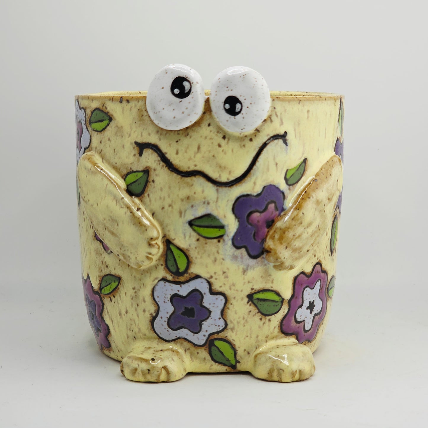 #36 Handmade stoneware monster planter/vase 5x5