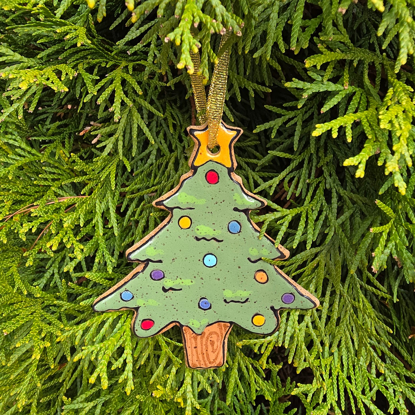 #36 Handmade stoneware ornament 4" free shipping