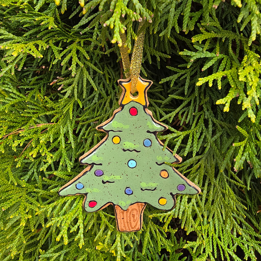 #36 Handmade stoneware ornament 4" free shipping