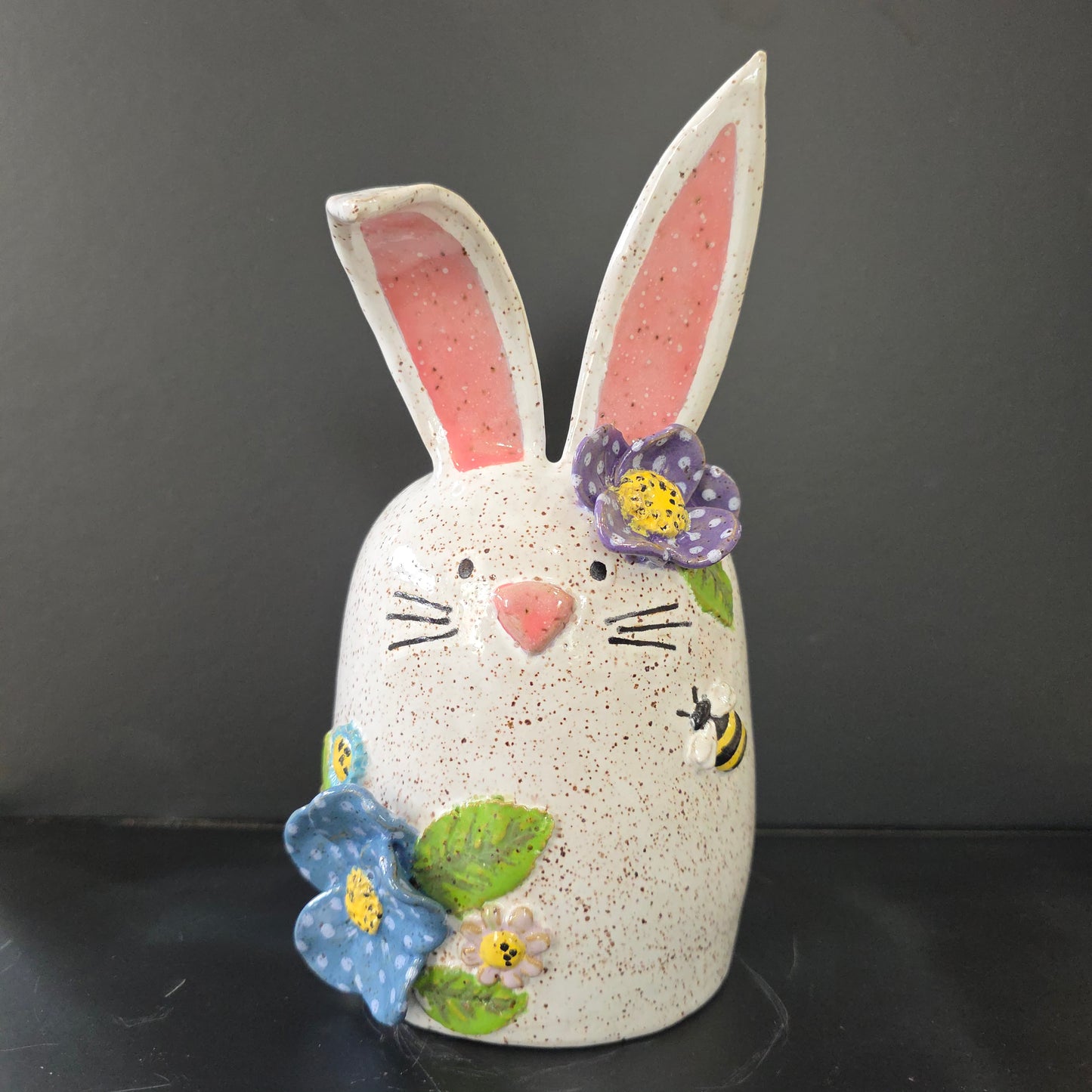 #003 Handmade stoneware Bunny Vase 8"