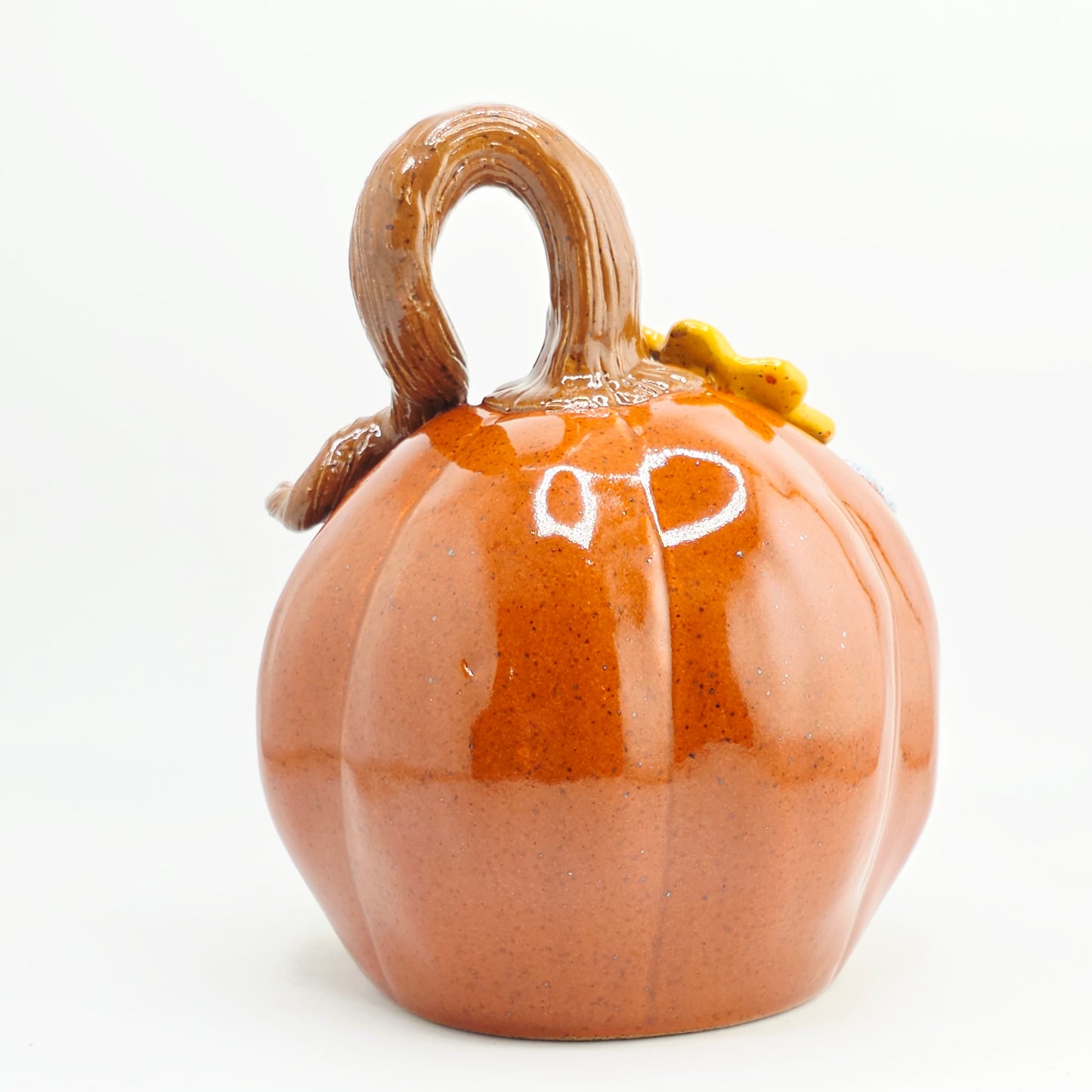 #30 Handmade stoneware small pumpkin luminary 6"