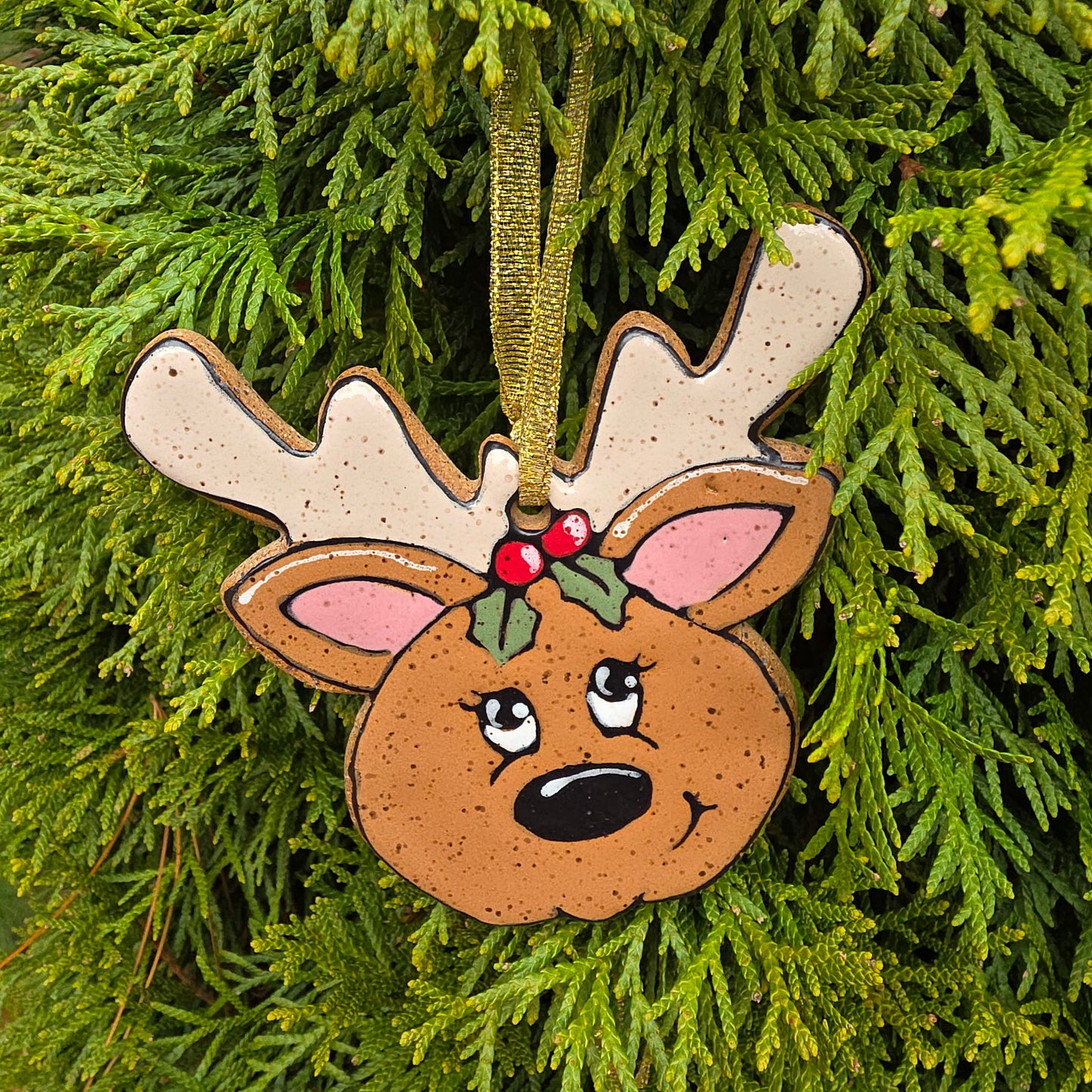 #38 Handmade stoneware ornament 4" free shipping