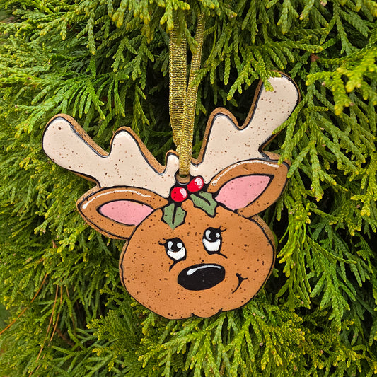 #38 Handmade stoneware ornament 4" free shipping