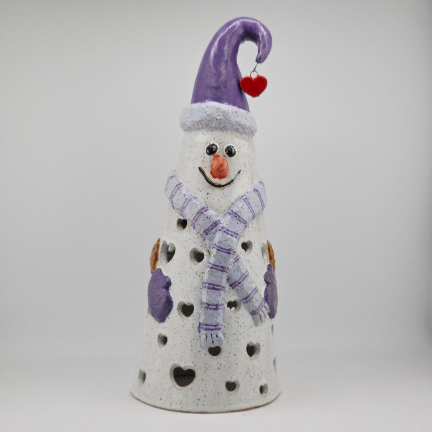 #27 Handmade stoneware snowman luminary