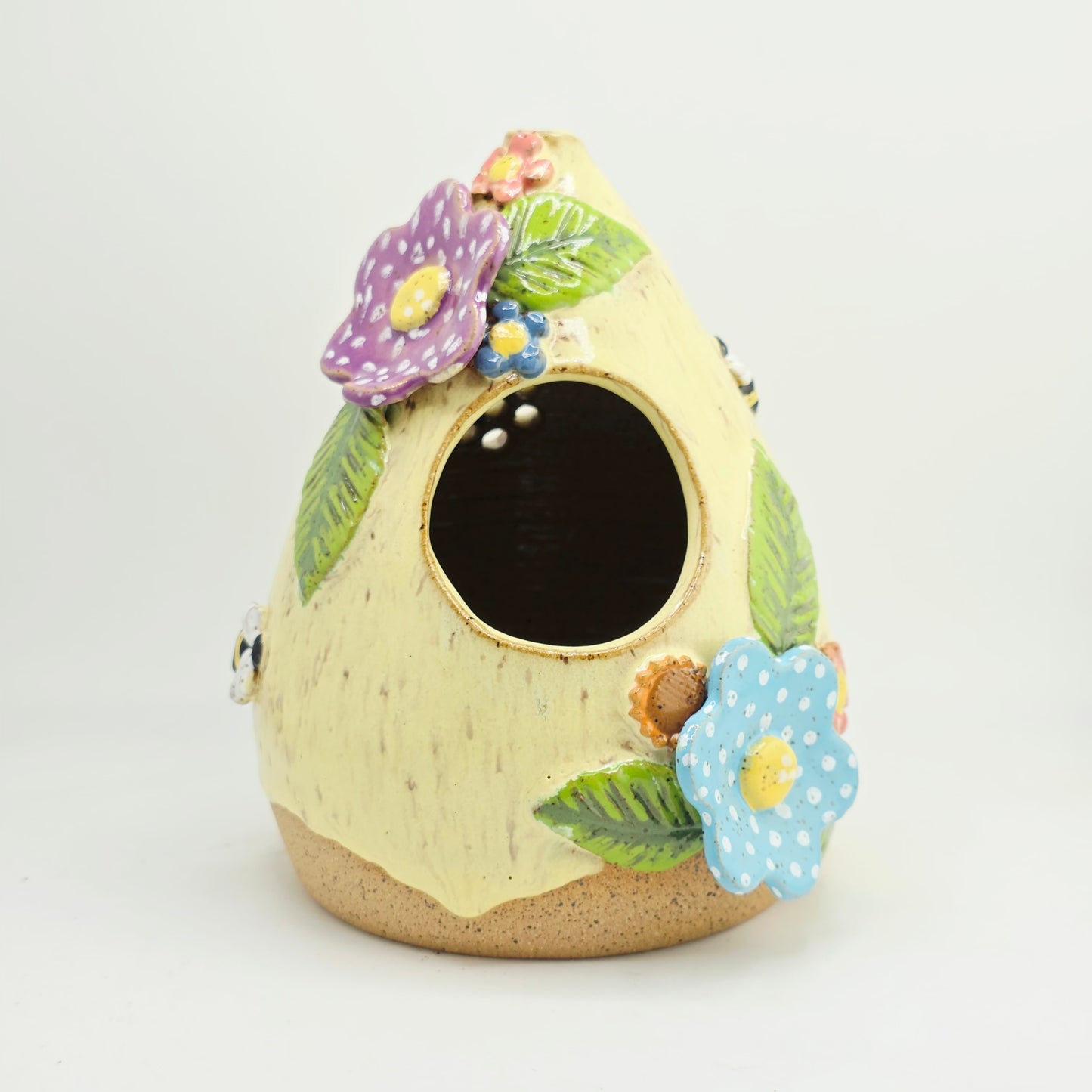 #41 Handmade stoneware bird house 6"