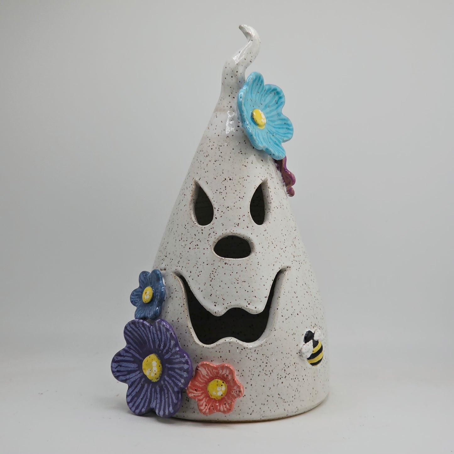 #52 Handmade stoneware ghost luminary 8"