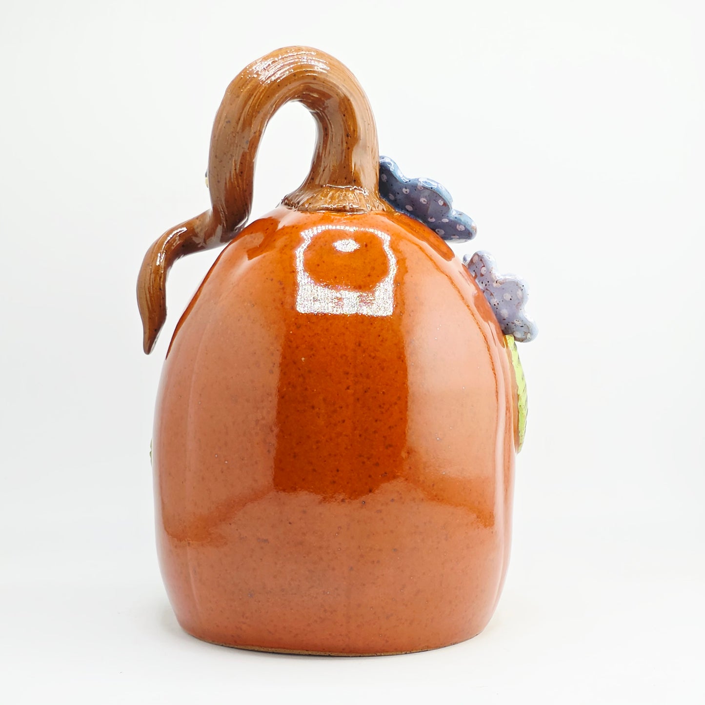 #32 Handmade stoneware large pumpkin luminary 9"