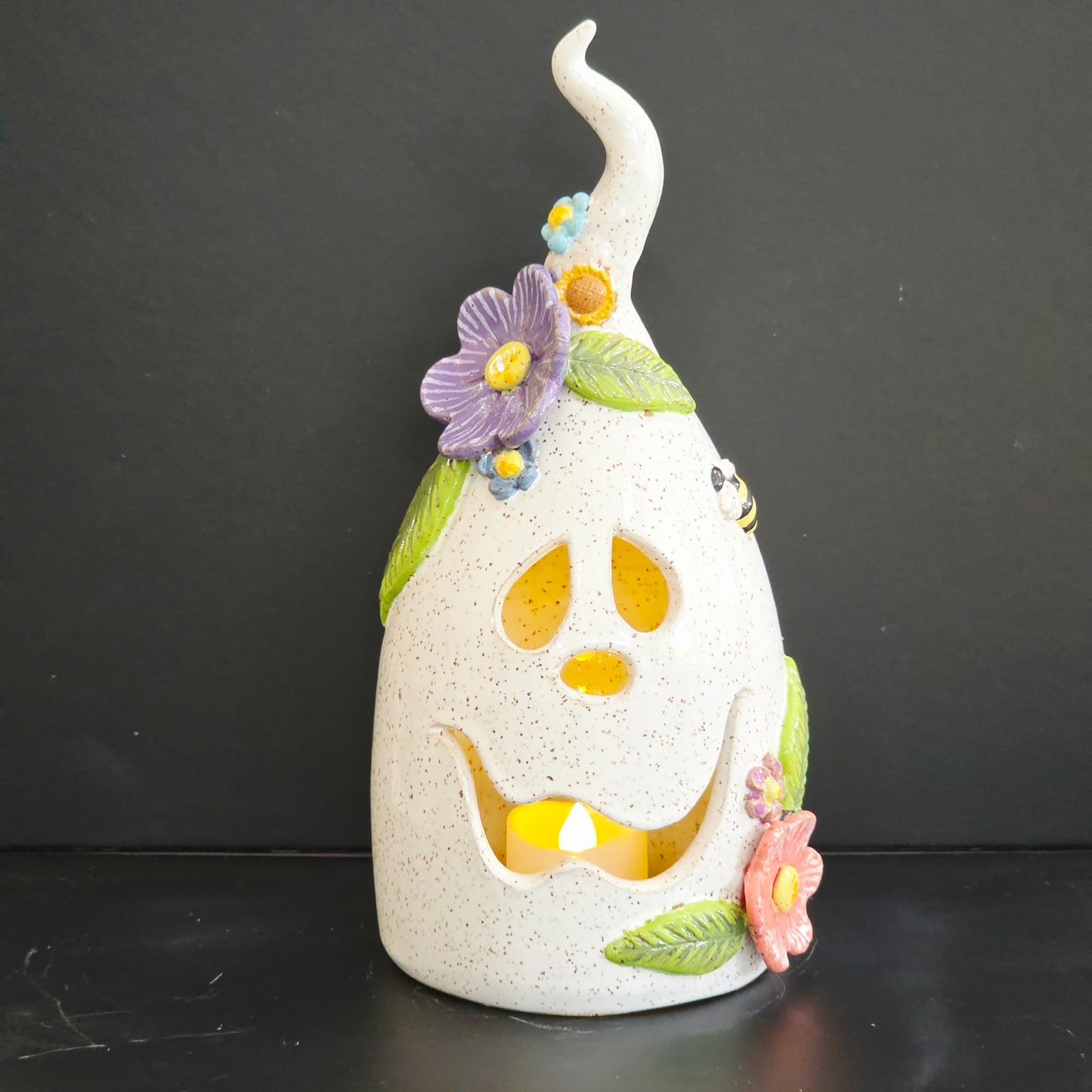 #28 Handmade stoneware large Ghost luminary 10"