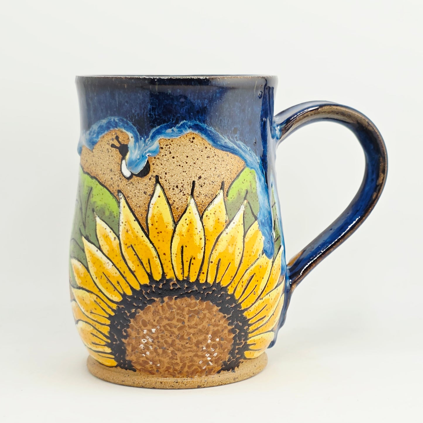 #08 Handmade stoneware Mug 17oz *discounted drippy glaze