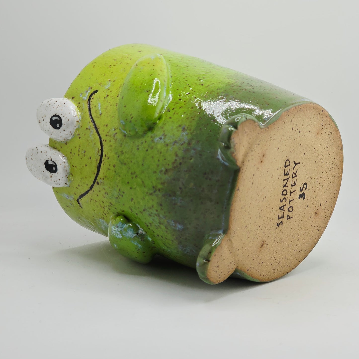 #35 Handmade stoneware monster planter/vase 5x5