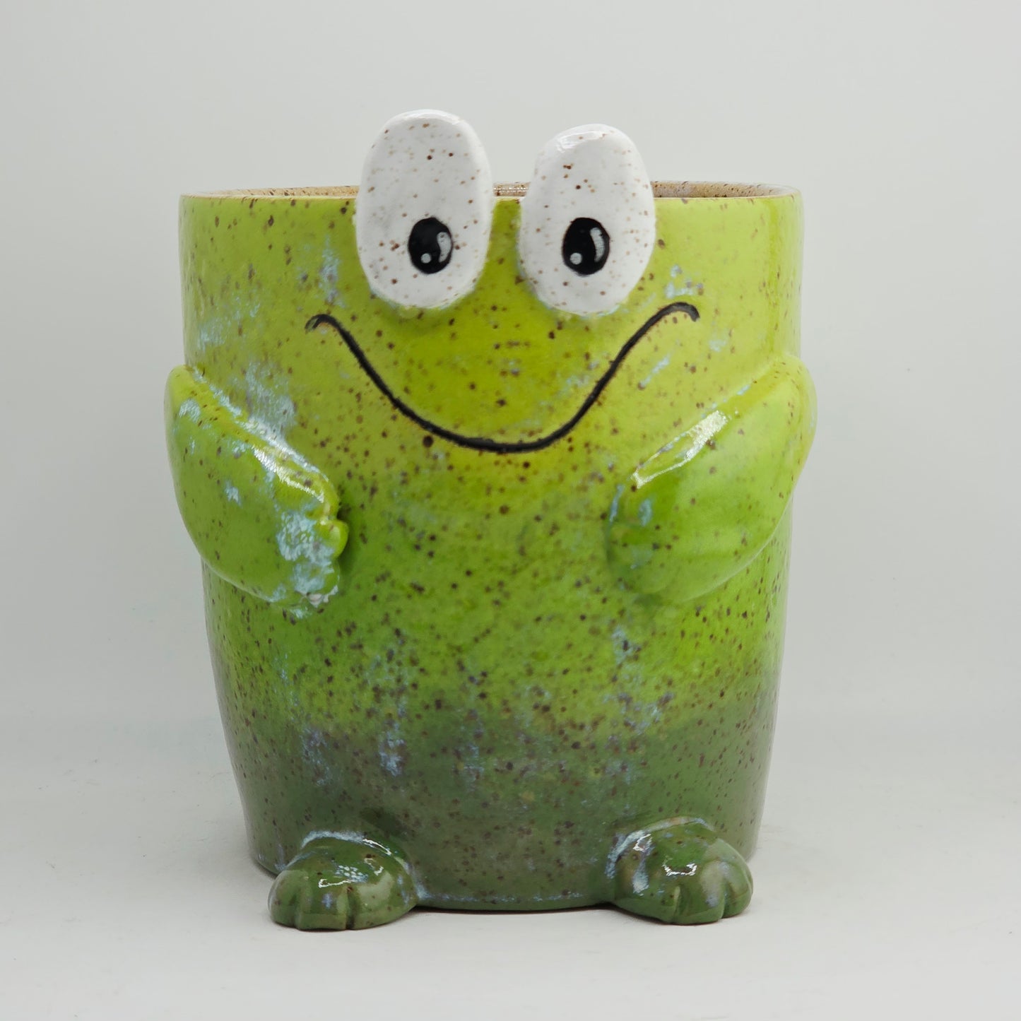 #35 Handmade stoneware monster planter/vase 5x5